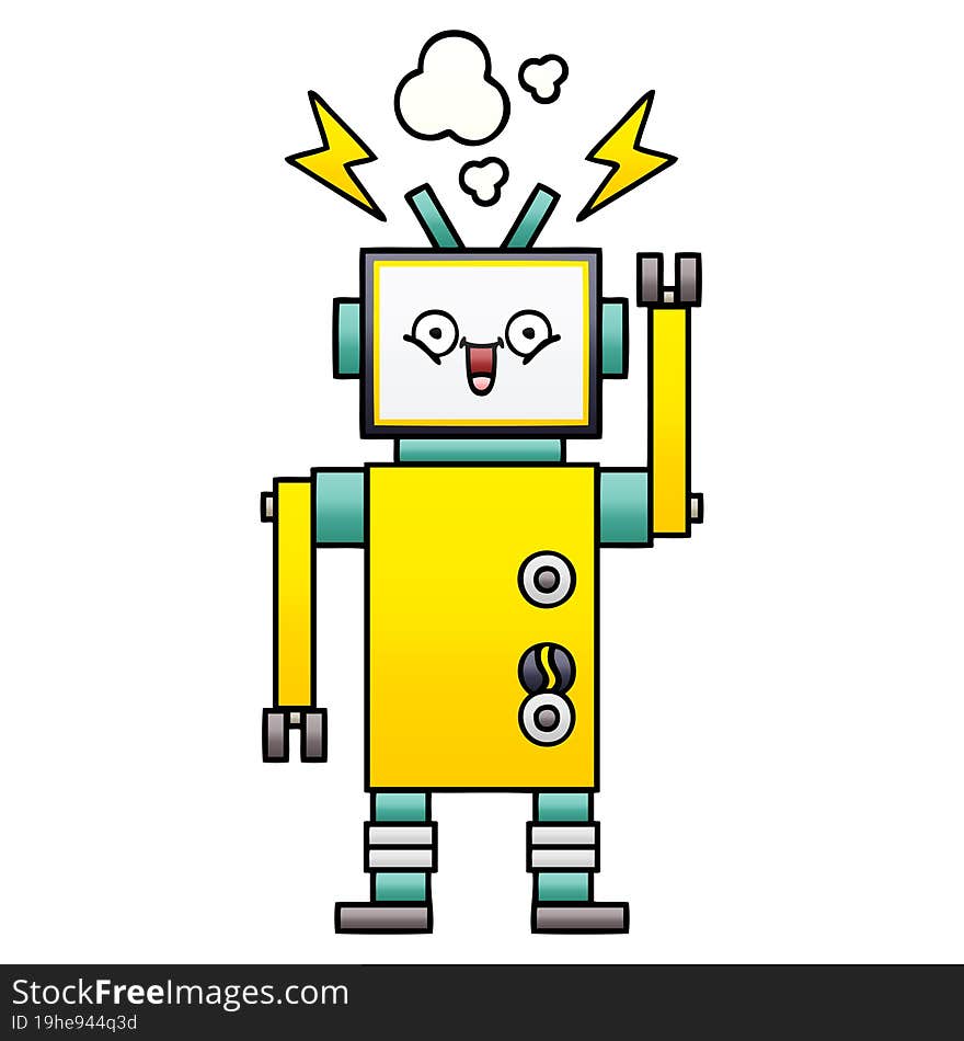 gradient shaded cartoon of a happy robot