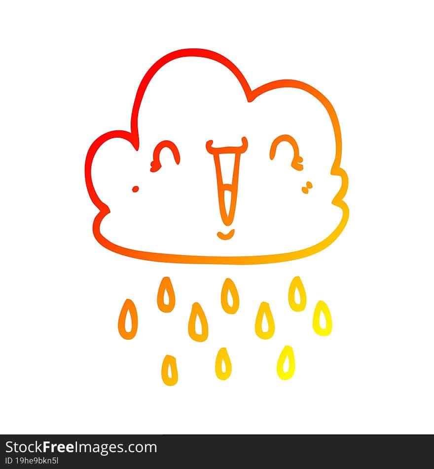 warm gradient line drawing cartoon storm cloud