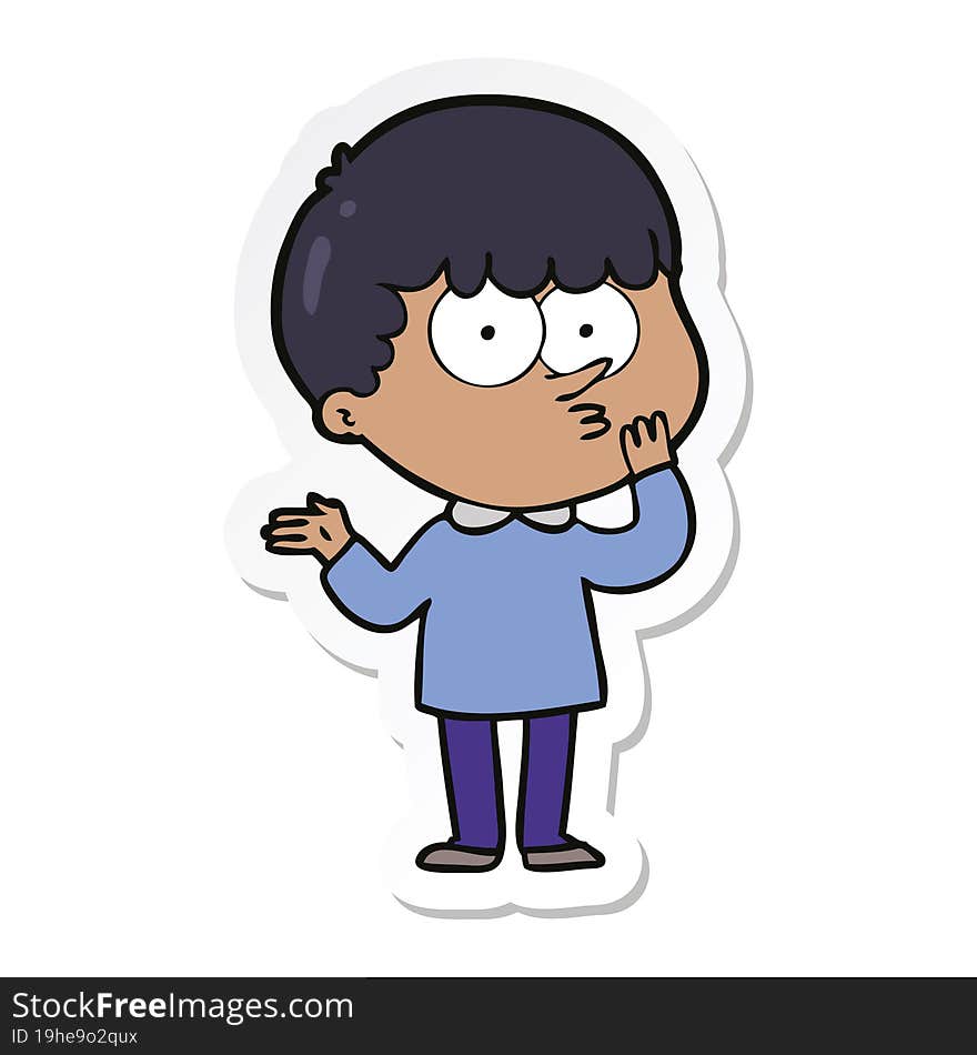 sticker of a cartoon curious boy