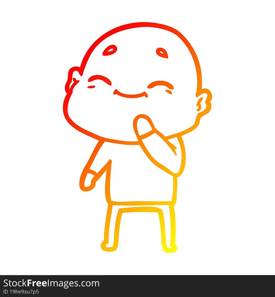 warm gradient line drawing happy cartoon bald man