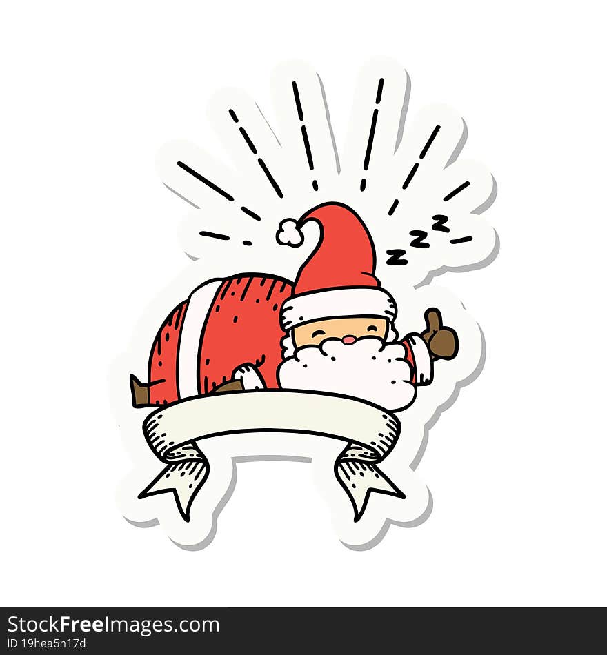 sticker of tattoo style santa claus christmas character sleeping