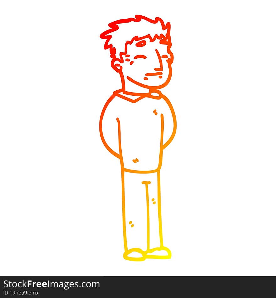 Warm Gradient Line Drawing Cartoon Man Standing