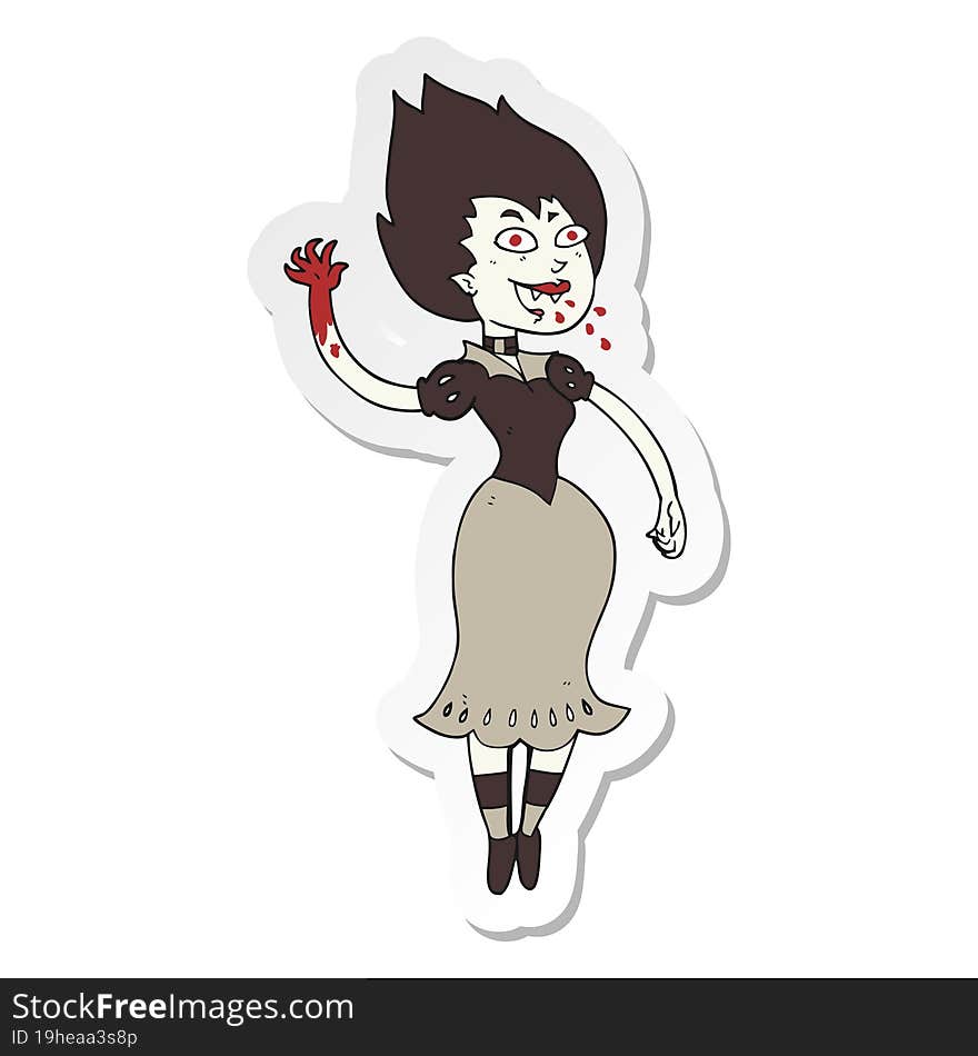 sticker of a cartoon blood sucking vampire girl