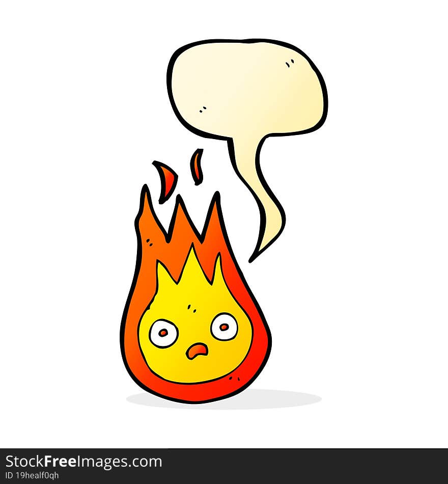 Cartoon Friendly Fireball With Speech Bubble