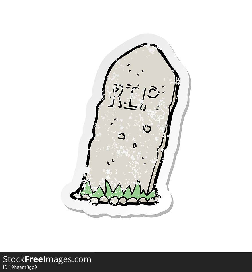 retro distressed sticker of a cartoon spooky grave