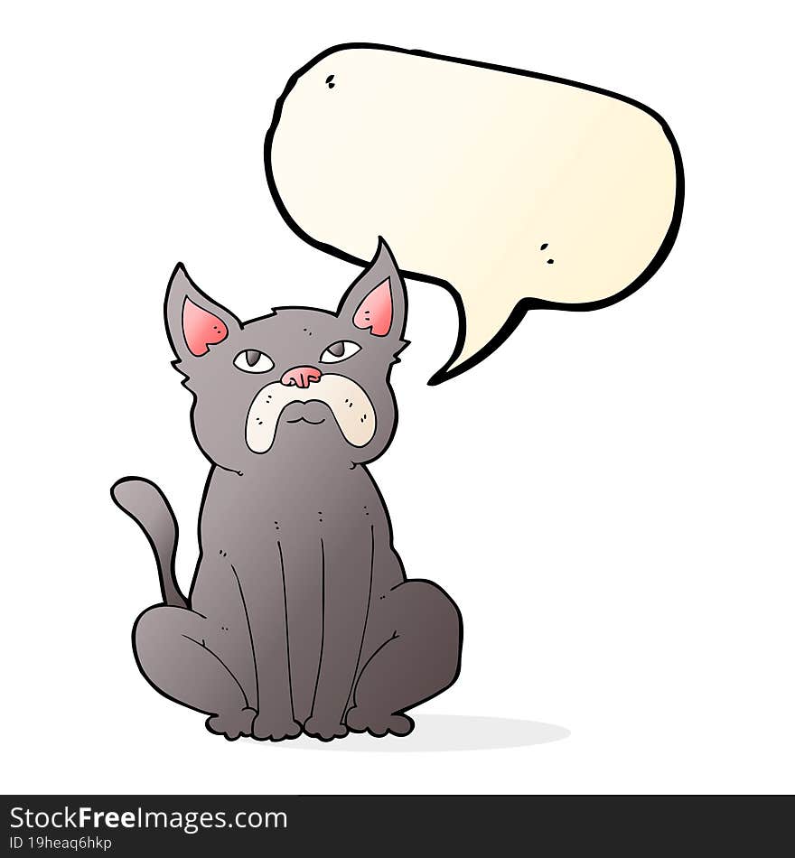 Cartoon Grumpy Little Dog With Speech Bubble