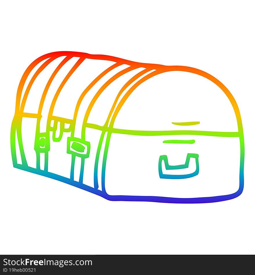 Rainbow Gradient Line Drawing Cartoon Travel Chest