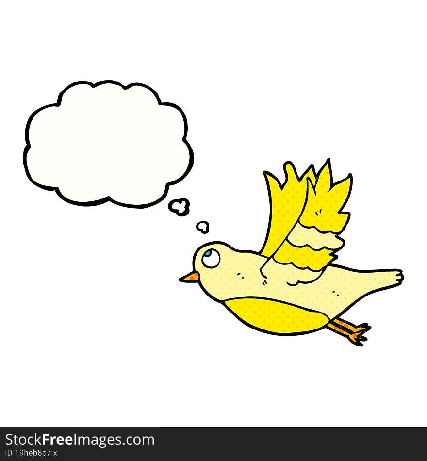 thought bubble cartoon bird flying