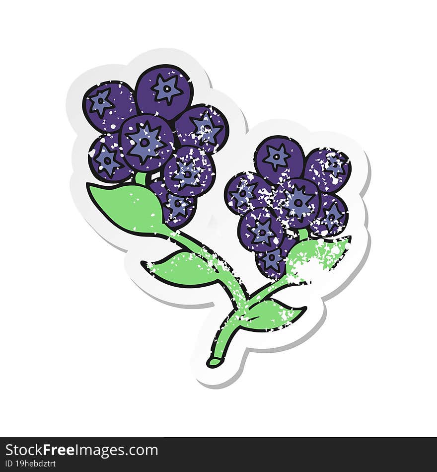 Retro Distressed Sticker Of A Cartoon Blueberries