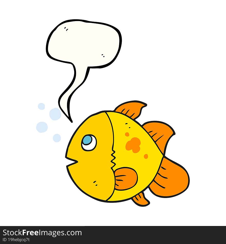 freehand drawn speech bubble cartoon fish