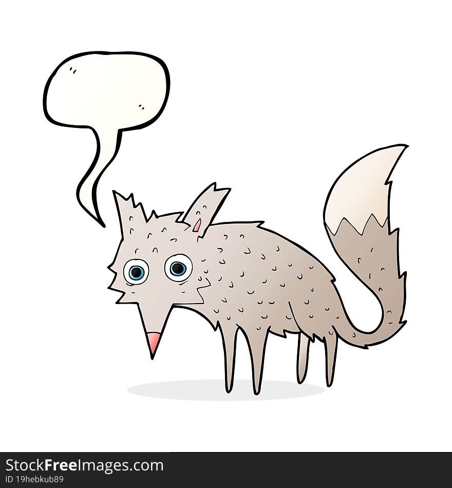 funny cartoon wolf with speech bubble