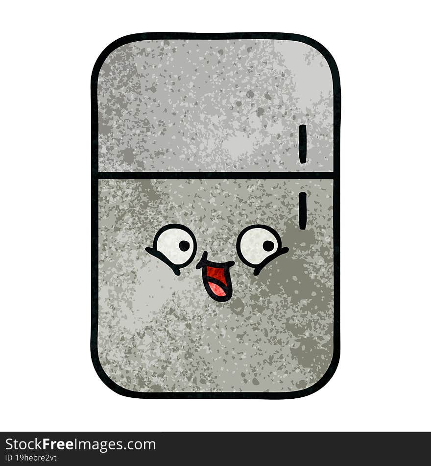 retro grunge texture cartoon fridge freezer