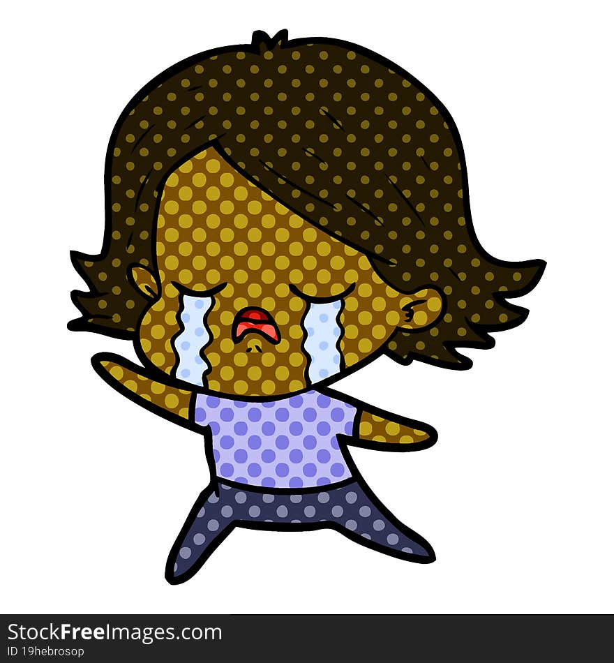 cartoon girl crying. cartoon girl crying