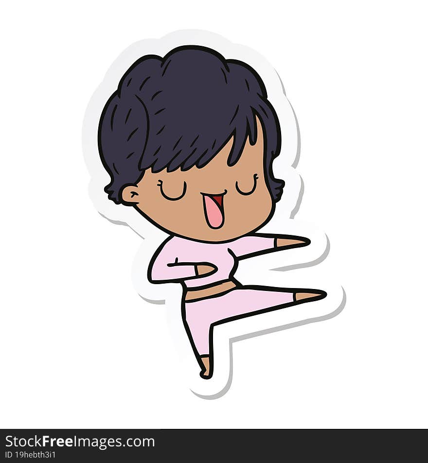 Sticker Of A Cartoon Woman Talking