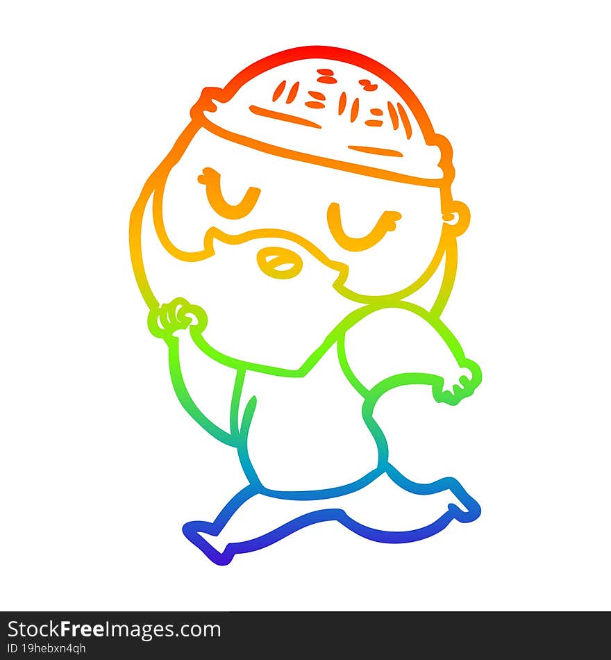 rainbow gradient line drawing of a cartoon man with beard