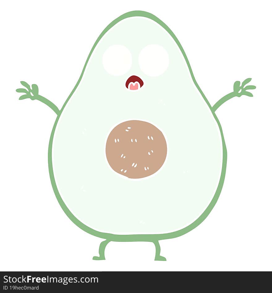 flat color style cartoon avocado