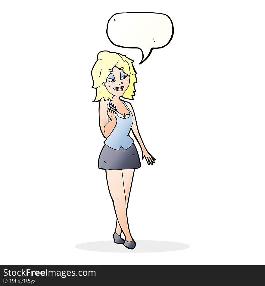 cartoon attractive office woman with speech bubble