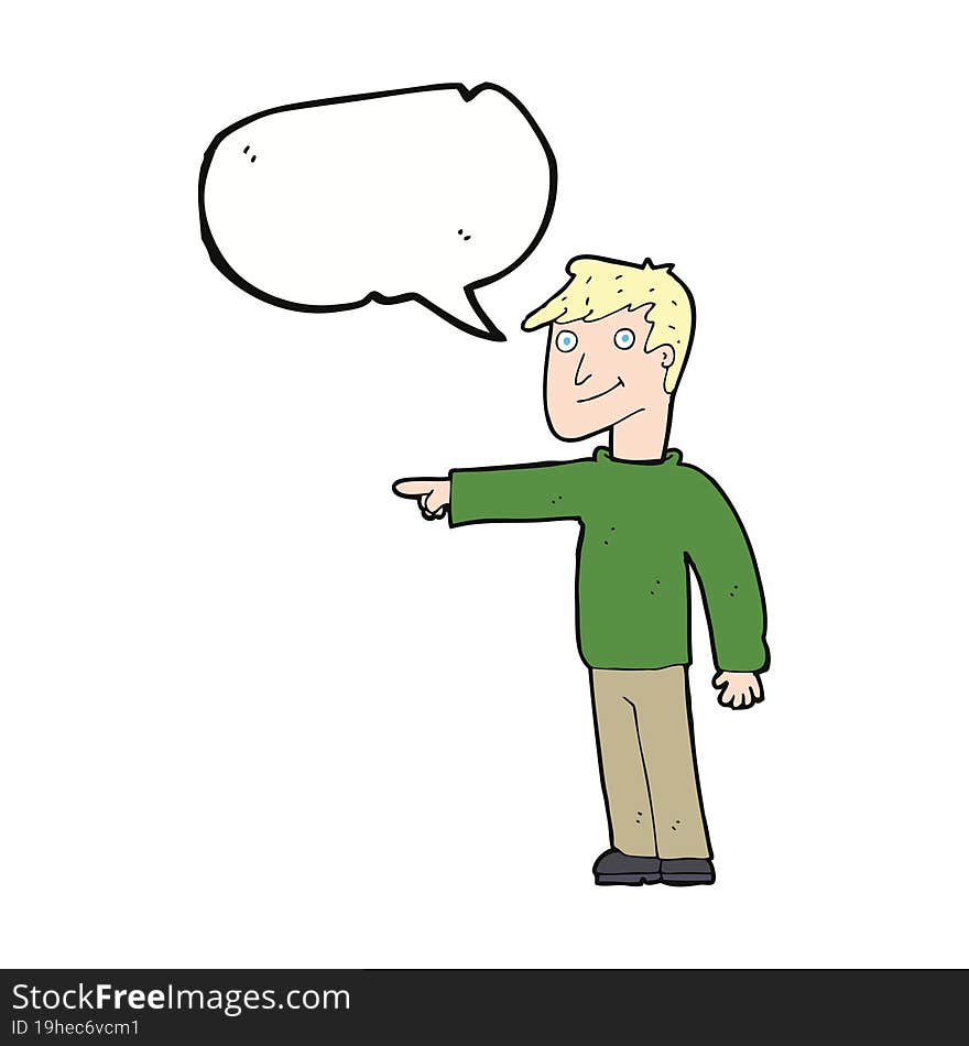 cartoon man pointing with speech bubble