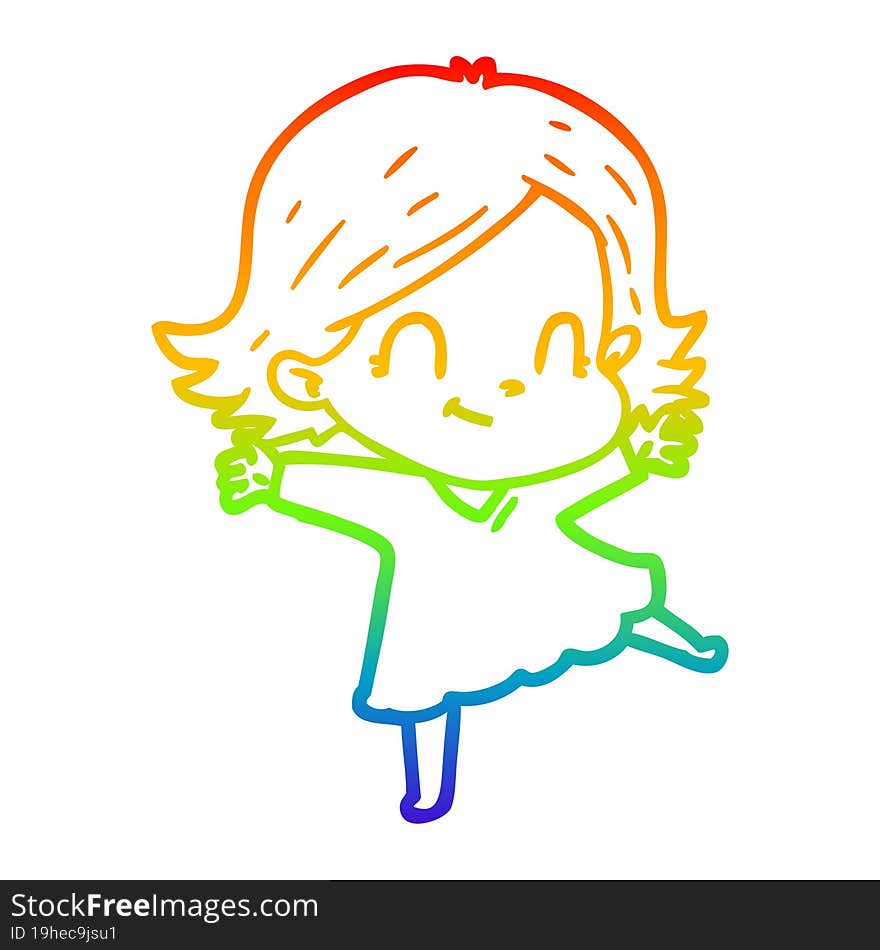 rainbow gradient line drawing cartoon friendly girl