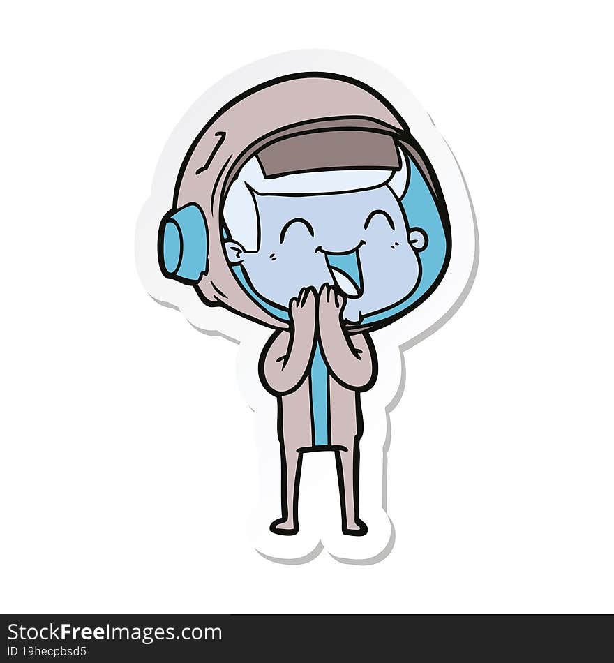 sticker of a happy cartoon astronaut