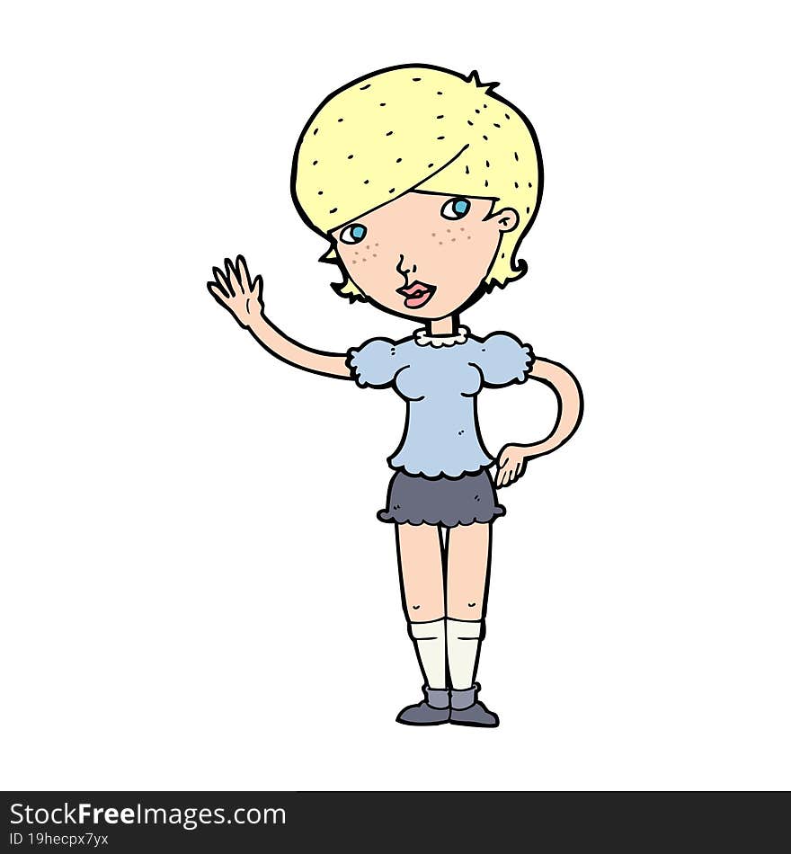 Cartoon Girl Waving