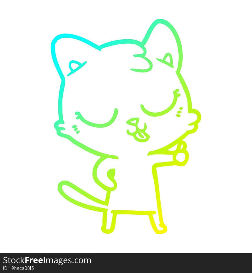 cold gradient line drawing happy cartoon cat