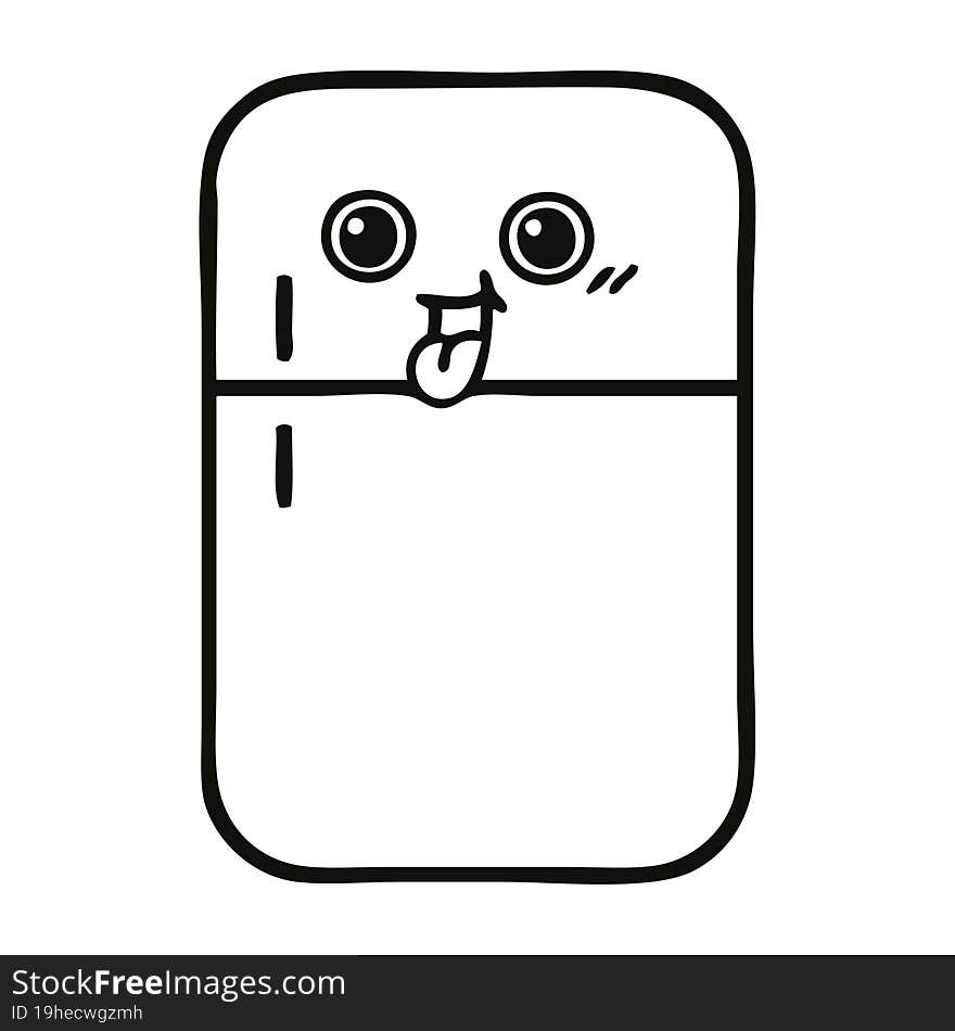 line drawing cartoon fridge freezer