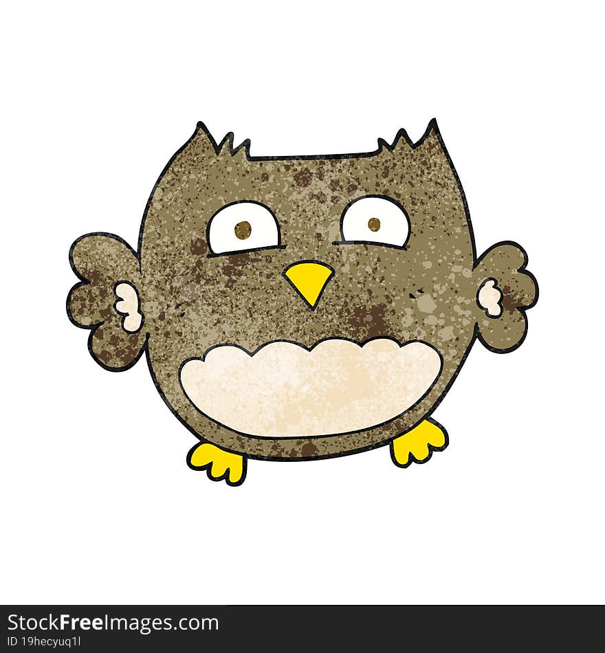 freehand textured cartoon owl