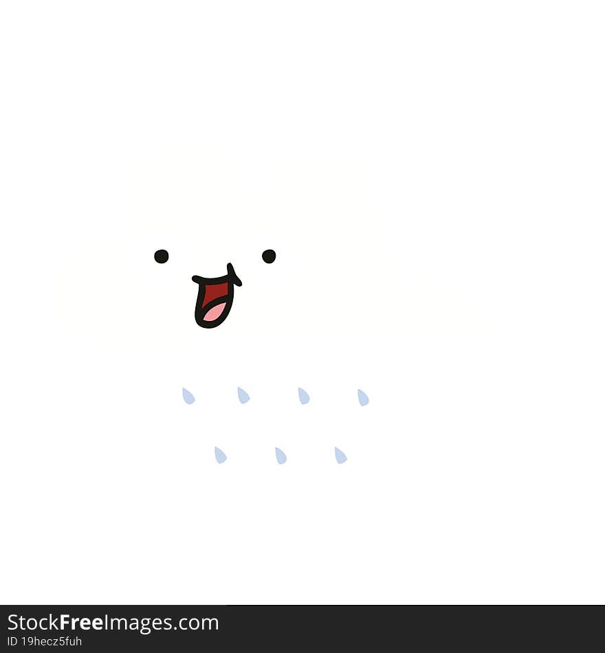 Flat Color Retro Cartoon Rain Cloud