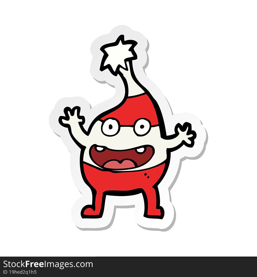 sticker of a cartoon funny christmas creature