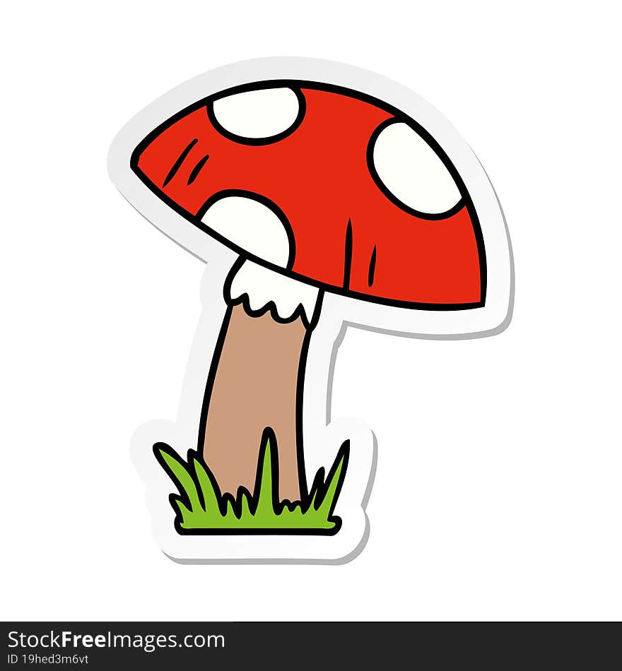 Sticker Cartoon Doodle Of A Toad Stool