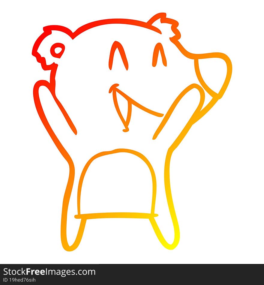 warm gradient line drawing of a laughing polar bear cartoon