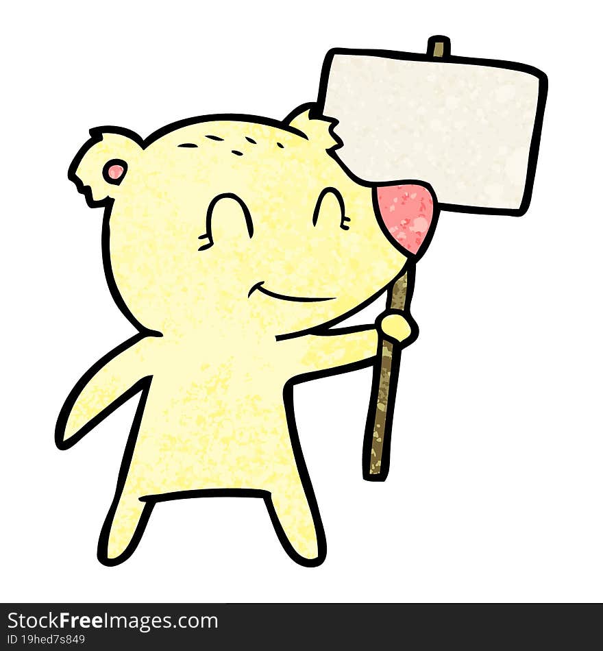 cartoon bear holding sign. cartoon bear holding sign