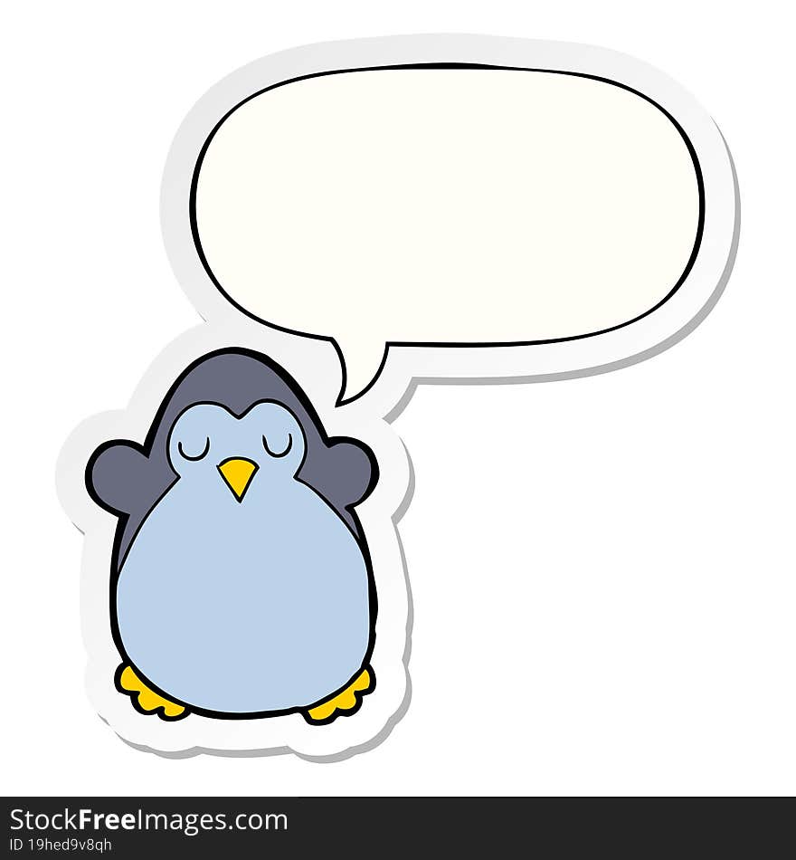 cartoon penguin and speech bubble sticker