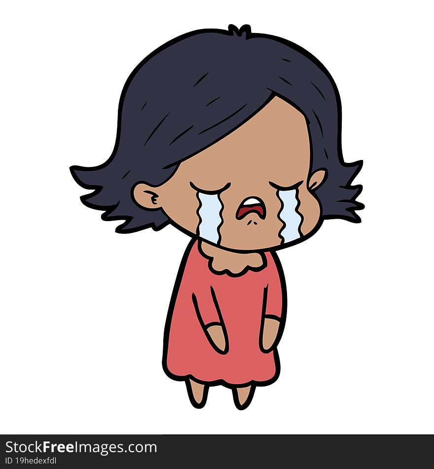 cartoon girl crying. cartoon girl crying