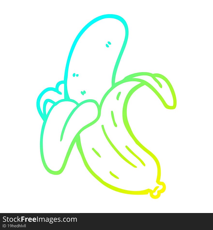 cold gradient line drawing cartoon banana