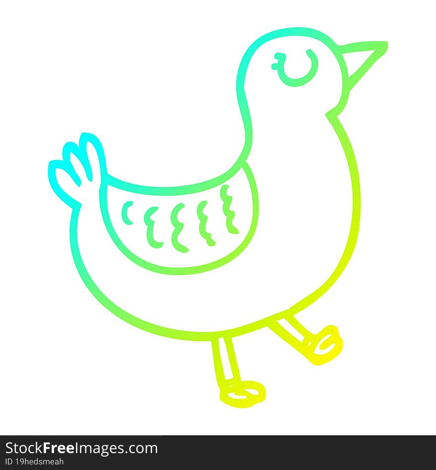 cold gradient line drawing of a cartoon bird