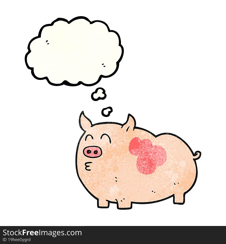 thought bubble textured cartoon pig