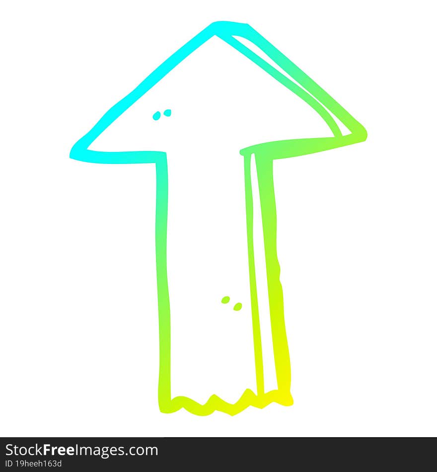 cold gradient line drawing cartoon arrow