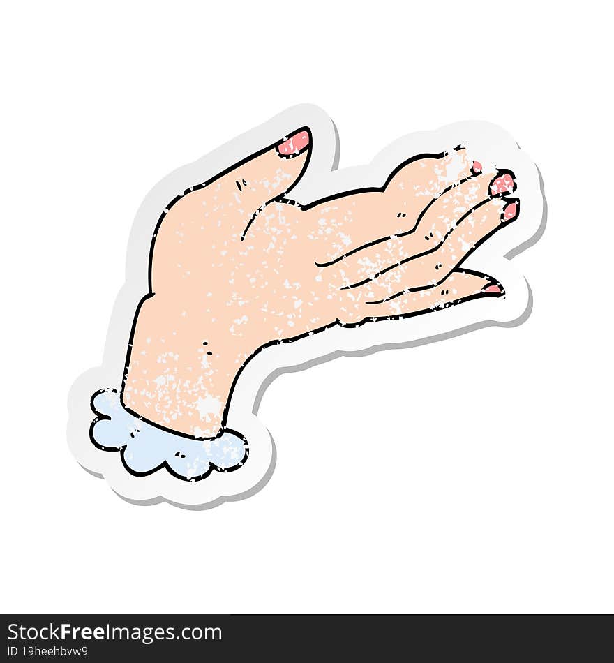 Distressed Sticker Of A Cartoon Hand