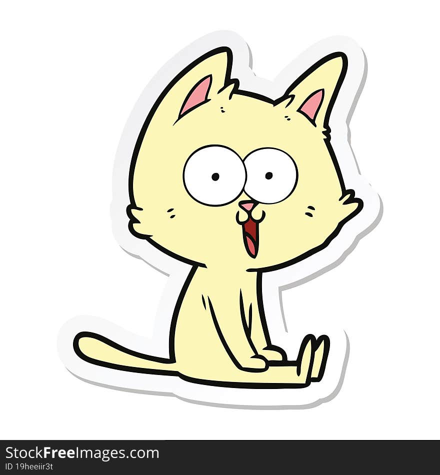 sticker of a funny cartoon cat sitting