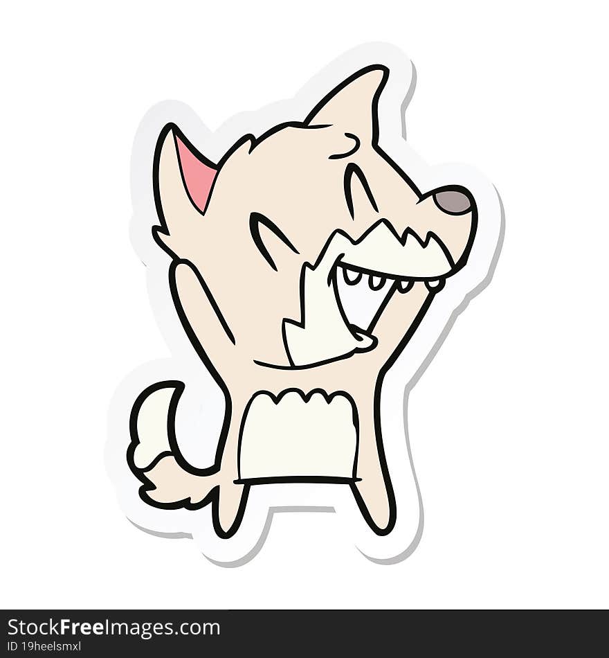 sticker of a laughing fox cartoon