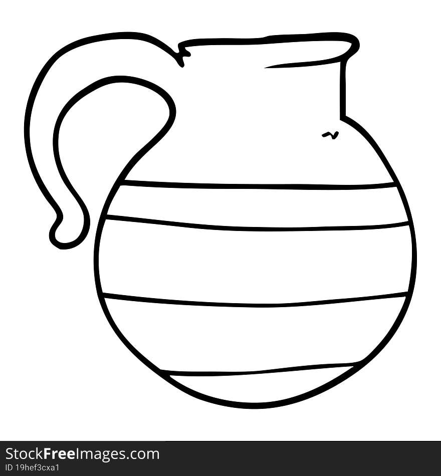 Line Drawing Cartoon Striped Jug