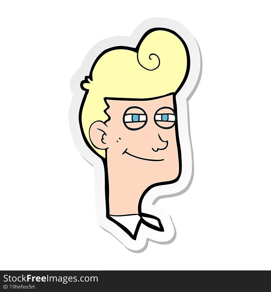 sticker of a cartoon smiling man