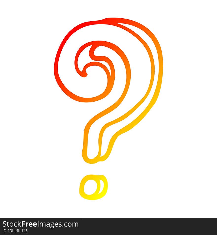 warm gradient line drawing cartoon question mark