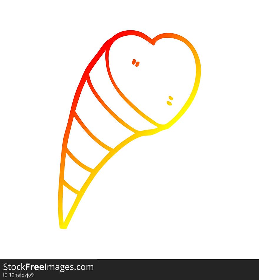 warm gradient line drawing of a cartoon love heart symbol