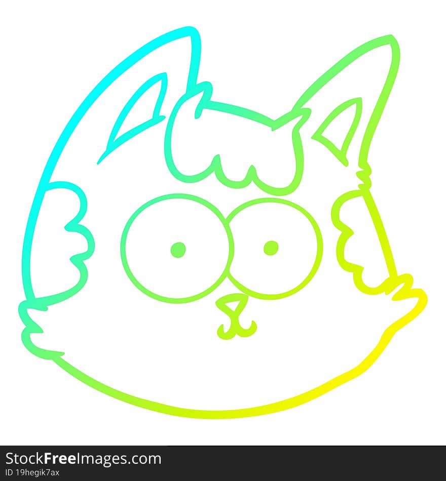 cold gradient line drawing cartoon cat face