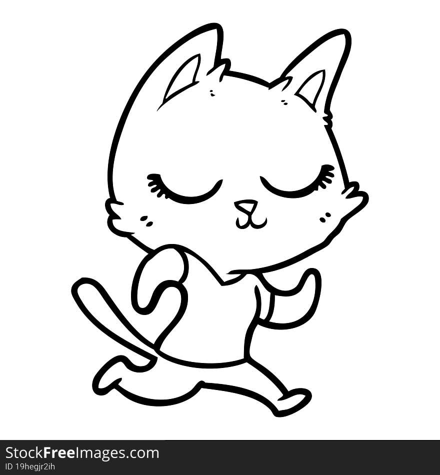 calm cartoon cat running. calm cartoon cat running