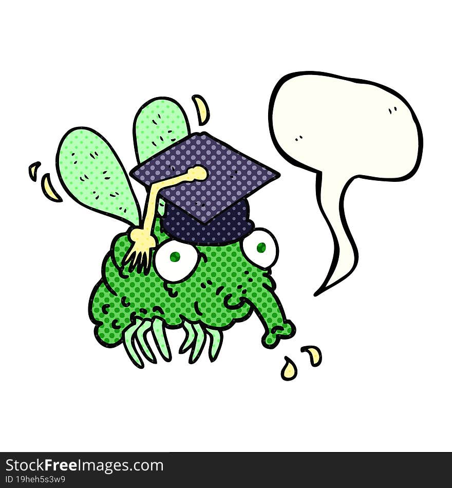 comic book speech bubble cartoon fly graduate