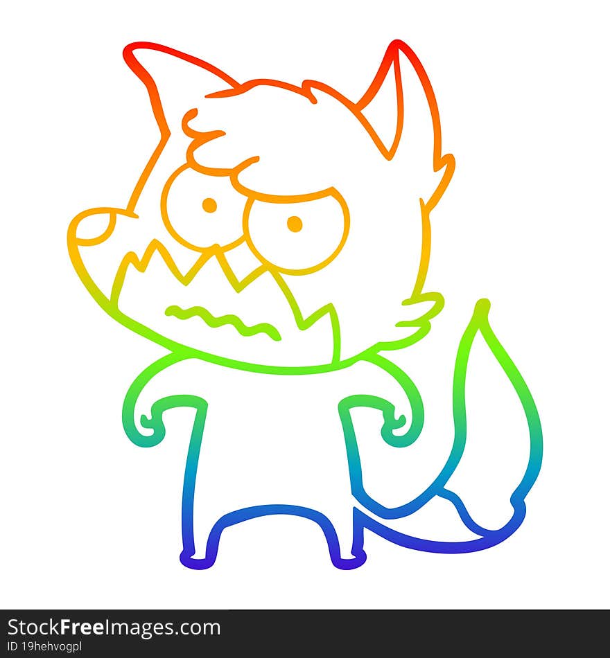 rainbow gradient line drawing cartoon annoyed fox